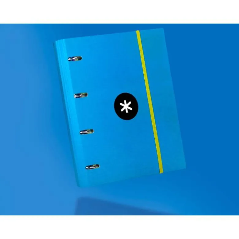 CARPETA CON RECAMBIO LIDERPAPEL ANTARTIK A4 CUADRO 5 MM FORRADA 4 ANILLAS 40MM REDONDAS COLOR AZUL