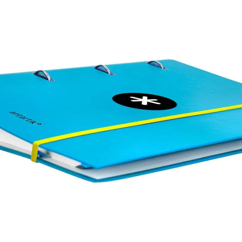 CARPETA CON RECAMBIO LIDERPAPEL ANTARTIK A4 CUADRO 5 MM FORRADA 4 ANILLAS 40MM REDONDAS COLOR AZUL