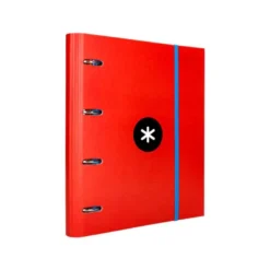 CARPETA CON RECAMBIO LIDERPAPEL ANTARTIK A4 CUADRO 5 MM FORRADA 4 ANILLAS REDONDAS 40MM COLOR ROJO