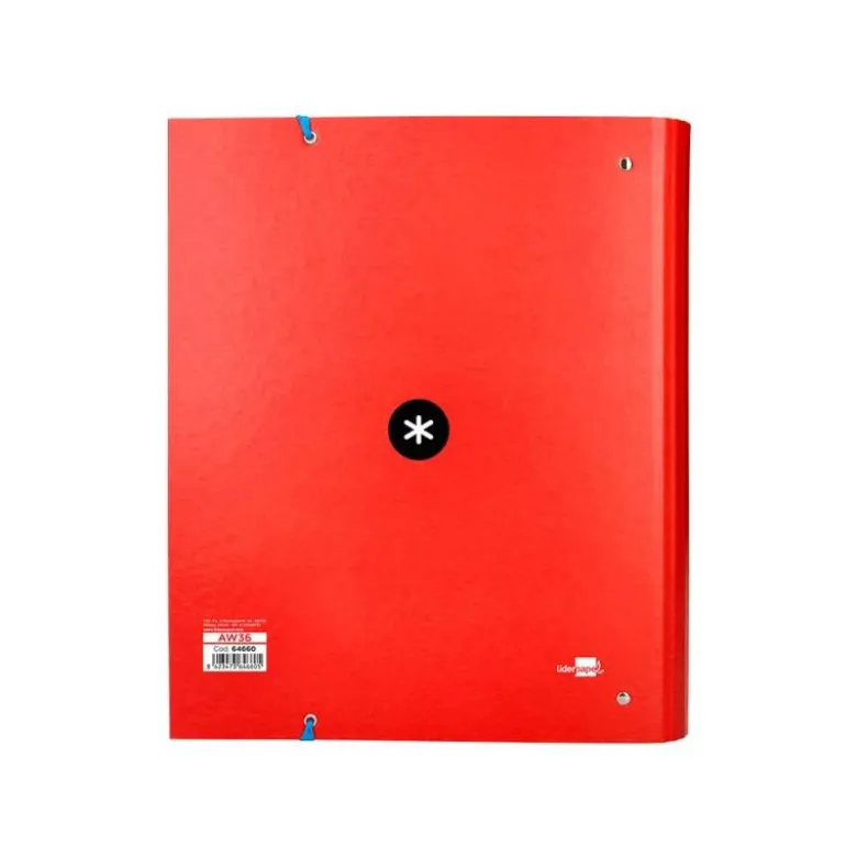 CARPETA CON RECAMBIO LIDERPAPEL ANTARTIK A4 CUADRO 5 MM FORRADA 4 ANILLAS REDONDAS 40MM COLOR ROJO