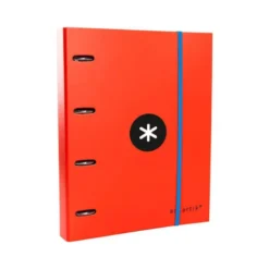 CARPETA CON RECAMBIO LIDERPAPEL ANTARTIK A4 CUADRO 5 MM FORRADA 4 ANILLAS REDONDAS 40MM COLOR ROJO