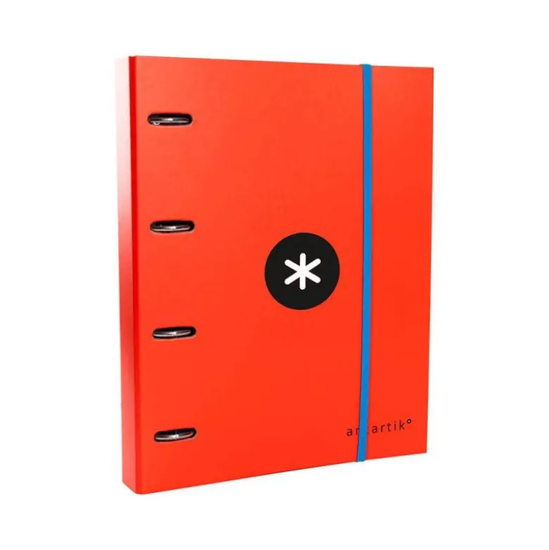 CARPETA CON RECAMBIO LIDERPAPEL ANTARTIK A4 CUADRO 5 MM FORRADA 4 ANILLAS REDONDAS 40MM COLOR ROJO