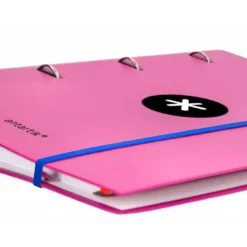 CARPETA CON RECAMBIO LIDERPAPEL ANTARTIK A4 CUADRO 5 MM FORRADA 4 ANILLAS 40MM REDONDAS COLOR ROSA