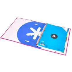 CARPETA CON RECAMBIO LIDERPAPEL ANTARTIK A4 CUADRO 5 MM FORRADA 4 ANILLAS 40MM REDONDAS COLOR ROSA