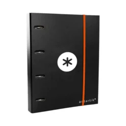CARPETA CON RECAMBIO LIDERPAPEL ANTARTIK A4 CUADRO 5 MM FORRADA 4 ANILLAS 40MM REDONDAS COLOR NEGRA