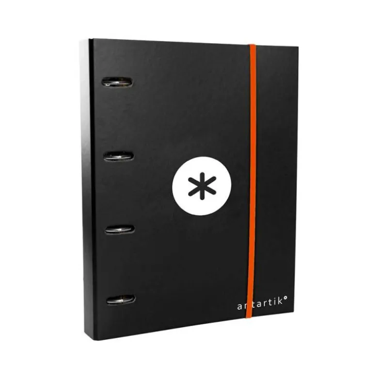 CARPETA CON RECAMBIO LIDERPAPEL ANTARTIK A4 CUADRO 5 MM FORRADA 4 ANILLAS 40MM REDONDAS COLOR NEGRA