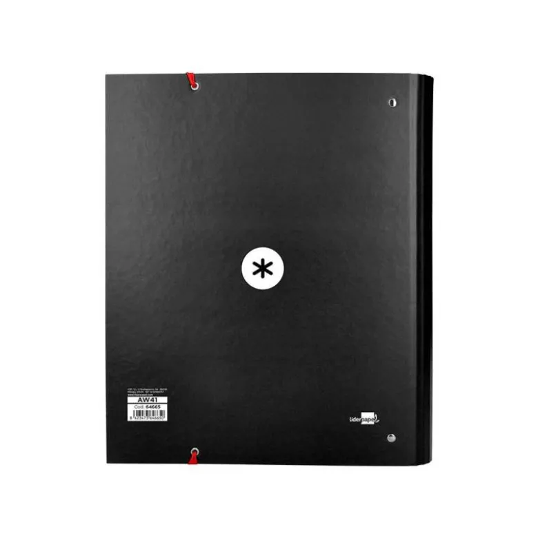 CARPETA CON RECAMBIO LIDERPAPEL ANTARTIK A4 CUADRO 5 MM FORRADA 4 ANILLAS 40MM REDONDAS COLOR NEGRA