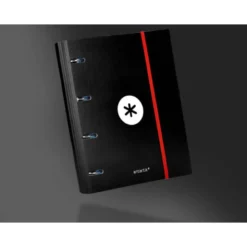 CARPETA CON RECAMBIO LIDERPAPEL ANTARTIK A4 CUADRO 5 MM FORRADA 4 ANILLAS 40MM REDONDAS COLOR NEGRA