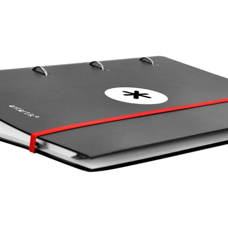 CARPETA CON RECAMBIO LIDERPAPEL ANTARTIK A4 CUADRO 5 MM FORRADA 4 ANILLAS 40MM REDONDAS COLOR NEGRA