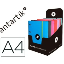 CARPETA CON RECAMBIO LIDERPAPEL ANTARTIK A4 CUADRO 5MM FORRADA 4 ANILLAS 40MM RECONDAS COLORES SURTIDOS