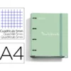 CARPETA CON RECAMBIO MIQUELRIUS EMOTIONS DIN A4 CUADRO 5 MM 4 ANILLAS 35 MM COLOR VERDE MENTA