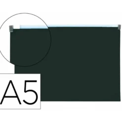 Carpeta dossier con cremallera Liderpapel DIN A5 polipropileno 180 micras color negro