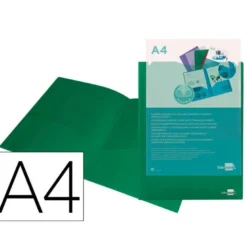 Carpeta dossier con doble bolsa Liderpapel Din A4 color verde