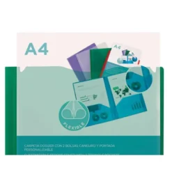 Carpeta dossier con doble bolsa Liderpapel Din A4 color verde