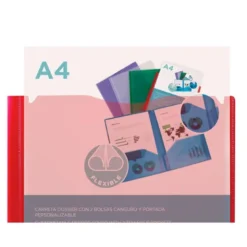 Carpeta dossier con doble bolsa Liderpapel Din A4 color rojo