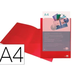 Carpeta dossier con doble bolsa Liderpapel Din A4 color rojo