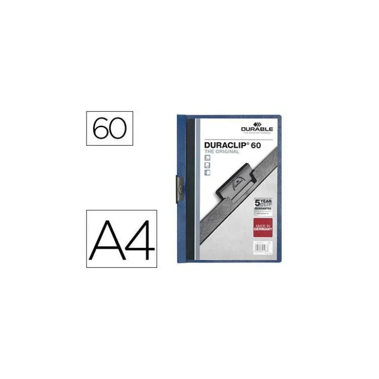 Carpeta dossier con pinza central duraclip Durable 60 hojas Din A4 color azul oscuro