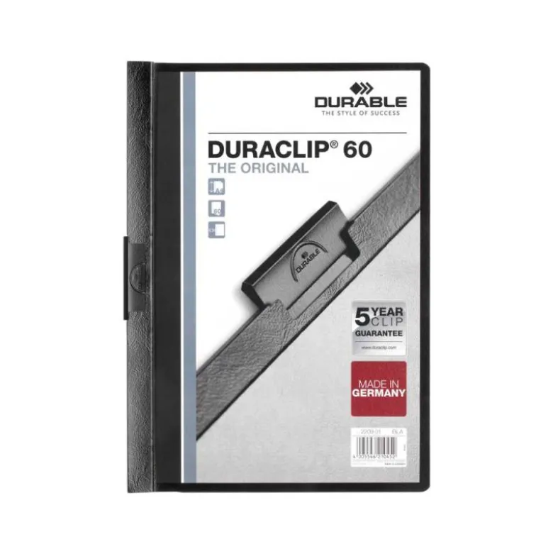 Carpeta dossier con pinza central duraclip Durable 60 hojas Din A4 color negro