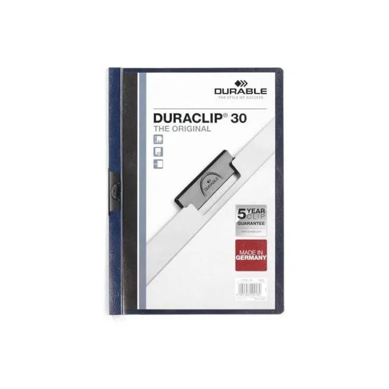 Carpeta dossier con pinza central duraclip Durable 30 hojas Din A4 color azul