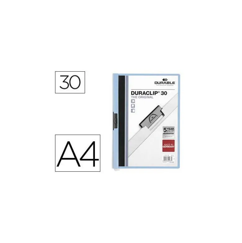 Carpeta dossier con pinza central duraclip Durable 30 hojas Din A4 color azul