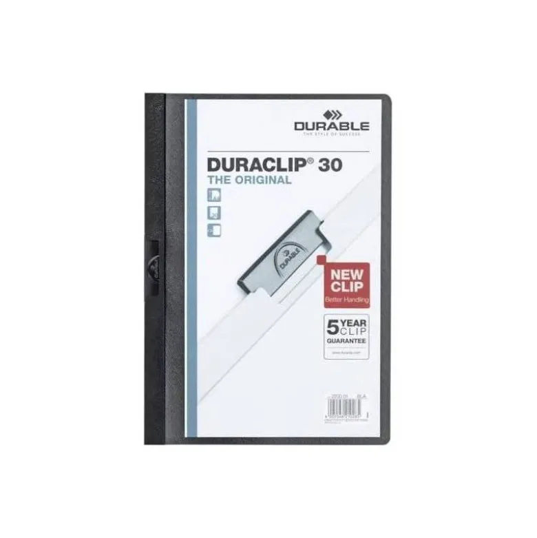 Carpeta dossier con pinza central duraclip Durable 30 hojas Din A4 color negro