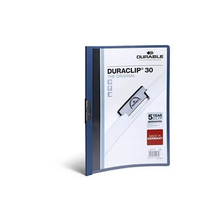 Carpeta dossier con pinza central duraclip Durable 30 hojas Din A4 color azul oscuro