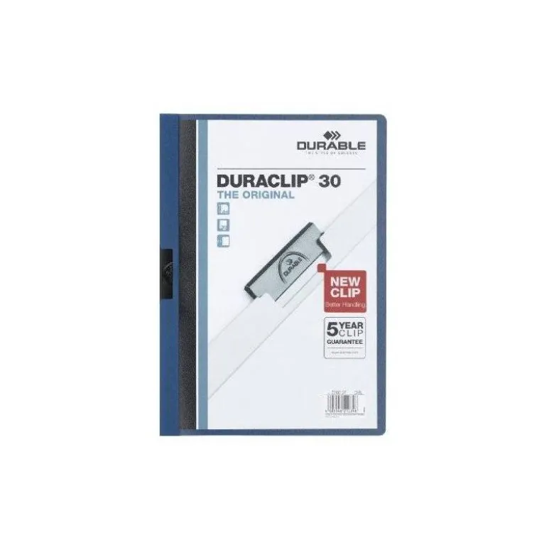 Carpeta dossier con pinza central duraclip Durable 30 hojas Din A4 color azul oscuro