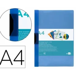 Carpeta dossier con pinza lateral Liderpapel 30 hojas Din A4 color azul frosty