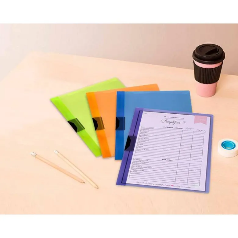 Carpeta dossier con pinza lateral Liderpapel 30 hojas Din A4 color naranja frosty