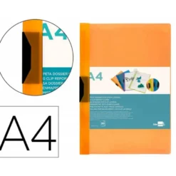 Carpeta dossier con pinza lateral Liderpapel 30 hojas Din A4 color naranja frosty