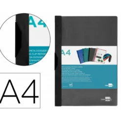 Carpeta dossier con pinza lateral Liderpapel 60 hojas Din A4 color negro