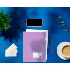 Carpeta dossier uñero Liderpapel DIN A4 polipropileno 180 micras 20 hojas color morado