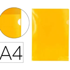 Carpeta dossier uñero plastico q-connect din a4 120 micras amarilla caja de 100 unidades