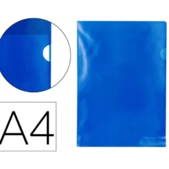Carpeta dossier uñero plastico q-connect din a4 120 micras azul caja de 100 unidades