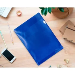 Carpeta dossier uñero plastico q-connect din a4 120 micras azul caja de 100 unidades