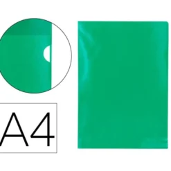 Carpeta dossier uñero plastico q-connect din a4 120 micras verde caja de 100 unidades