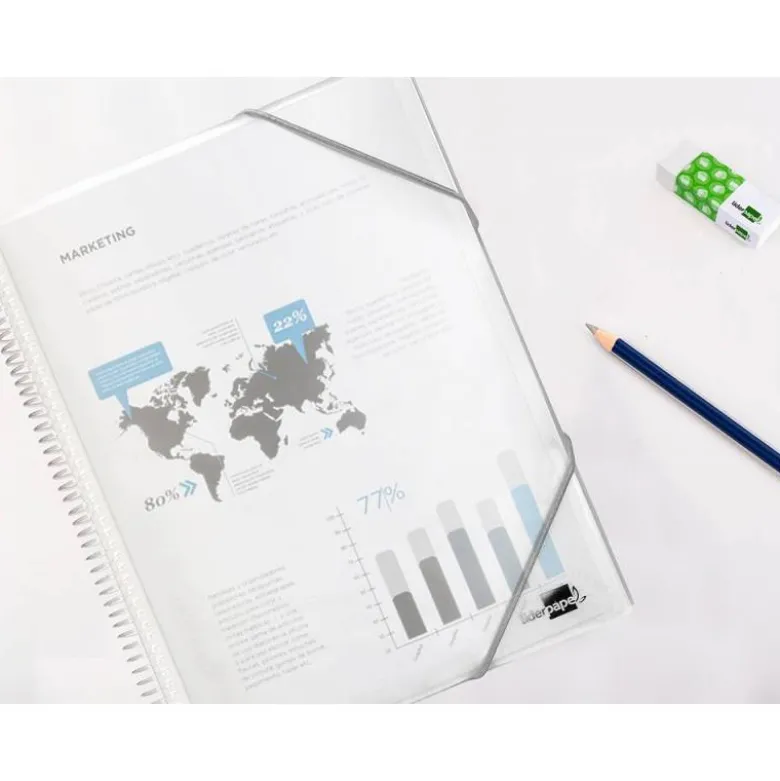 Carpeta escaparate con espiral Liderpapel DIN A5 20 fundas poliporpileno color transparente