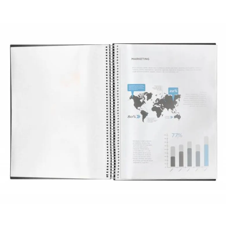 Carpeta escaparate con espiral Liderpapel DIN A5 20 fundas poliporpileno color negro