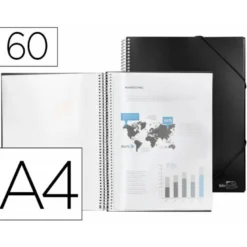 Carpeta escaparate Liderpapel negra Din A4 con 60 fundas
