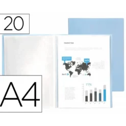 Carpeta escaparate Liderpapel DIN A4 poliporpileno con 20 fundas color azul