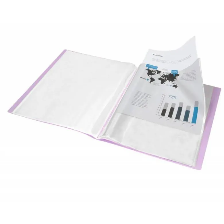Carpeta escaparate Liderpapel DIN A4 poliporpileno con 30 fundas color violeta