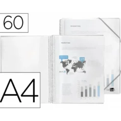 Carpeta escaparate Liderpapel DIN A4 60 fundas polipropileno color transparente