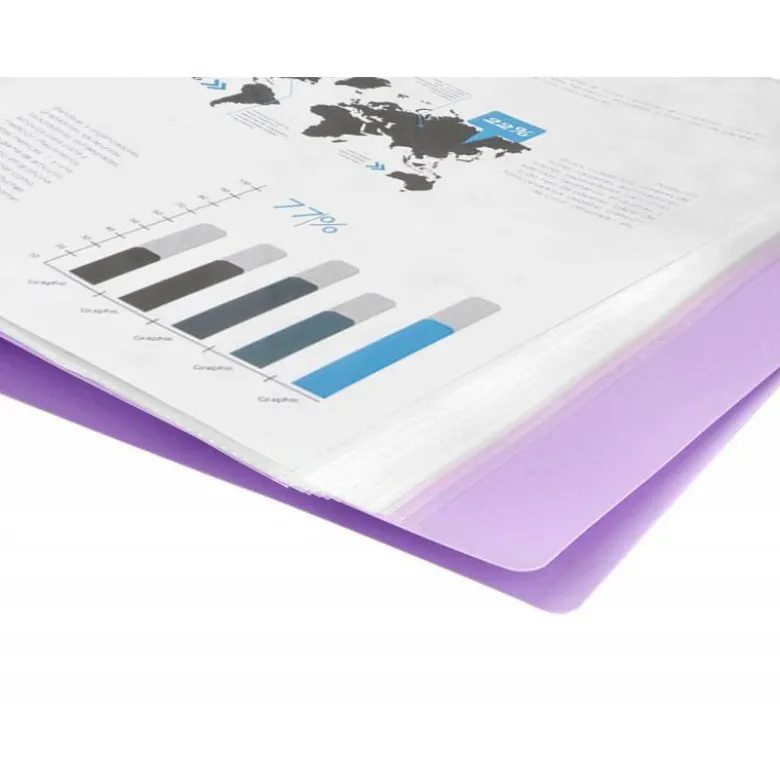 Carpeta escaparate Liderpapel DIN A4 poliporpileno con 20 fundas color violeta