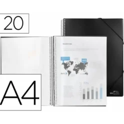 Carpeta escaparate Liderpapel negra Din A4 con 20 fundas