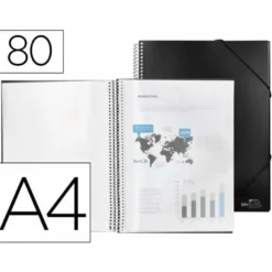 Carpeta escaparate Liderpapel negra Din A4 con 80 fundas