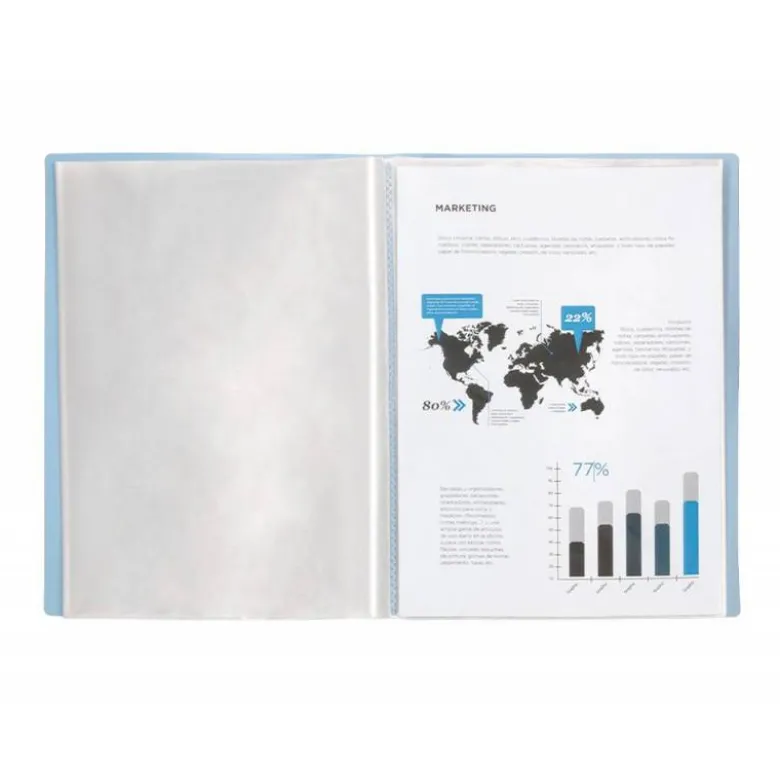 Carpeta escaparate Liderpapel DIN A4 poliporpileno con 40 fundas color azul