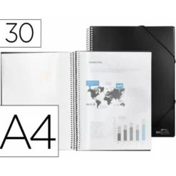 Carpeta escaparate Liderpapel negra Din A4 con 30 fundas