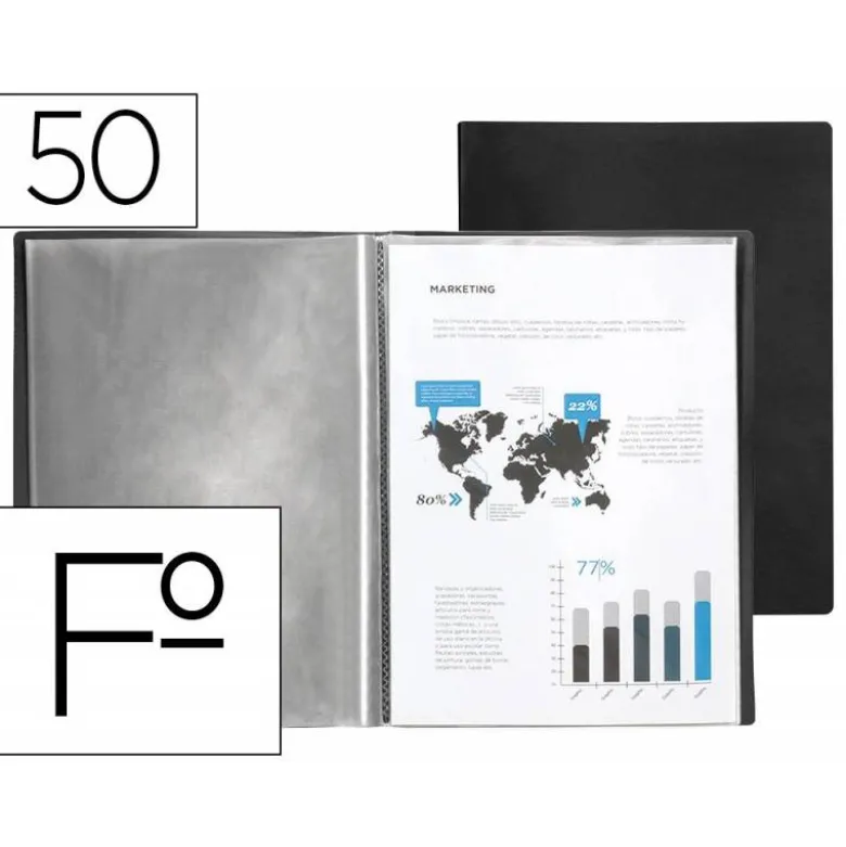 Carpeta escaparate Liderpapel folio con 50 fundas fijas