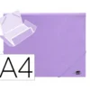 Carpeta gomas con solapa Liderpapel DIN A4 polipropileno 400 micras 100 hojas color violeta