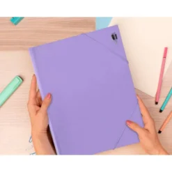 Carpeta gomas con solapa Liderpapel DIN A4 polipropileno 400 micras 100 hojas color violeta